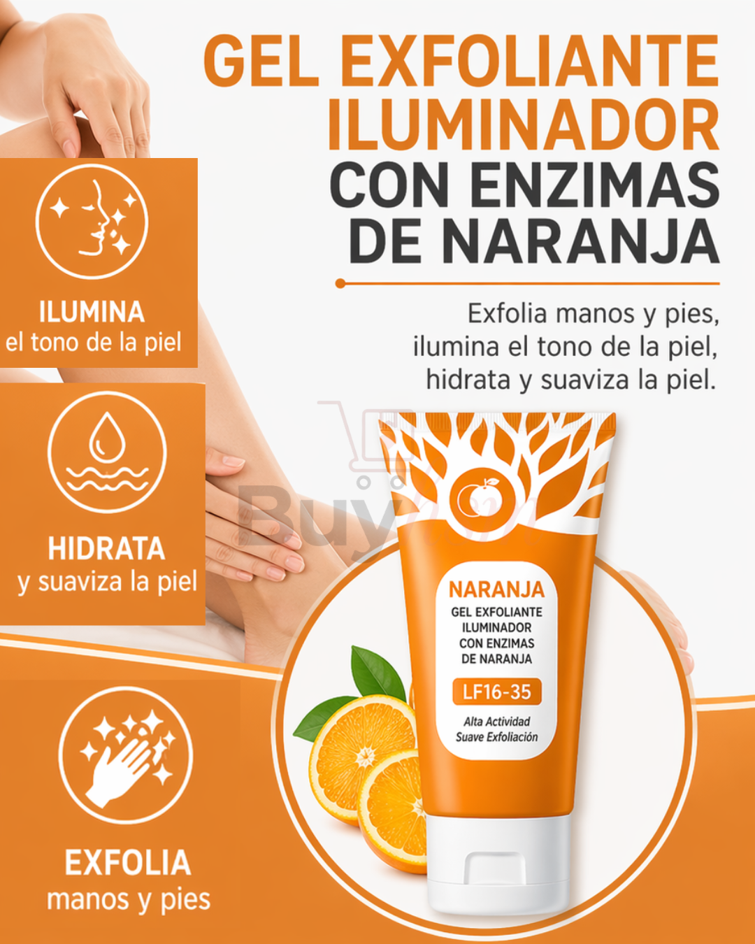 Gel Exfoliante de Naranja para Aclarar, Hidratar y Renovar tu Piel