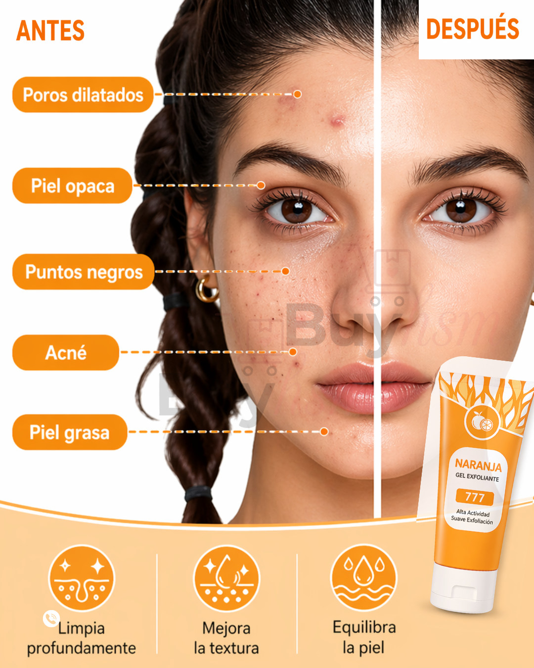 Gel Exfoliante de Naranja para Aclarar, Hidratar y Renovar tu Piel