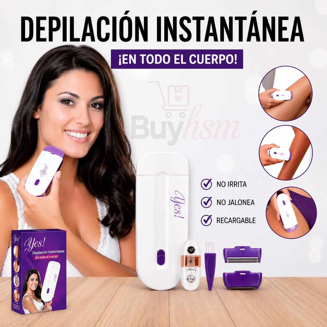 Depiladora corporal yes recargable ...piel definida