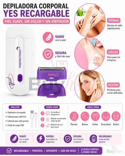 Depiladora corporal yes recargable ...piel definida